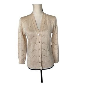 Vintage Knitted Button Closure Long Sleeve Cardigan Size S